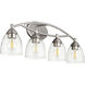 Barkley 4 Light 29 inch Satin Nickel Vanity Light Wall Light in Clear Seeded