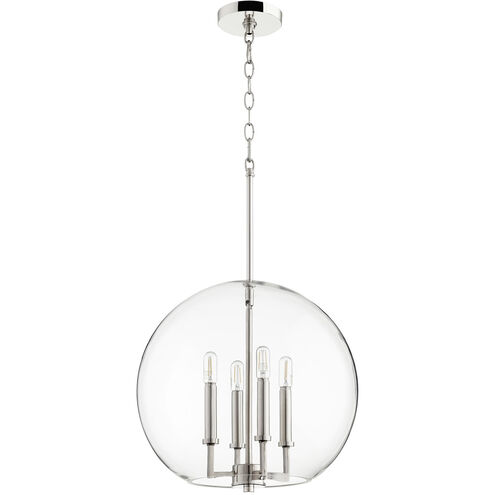 Globe Pendant 4 Light 16 inch Polished Nickel Pendant Ceiling Light