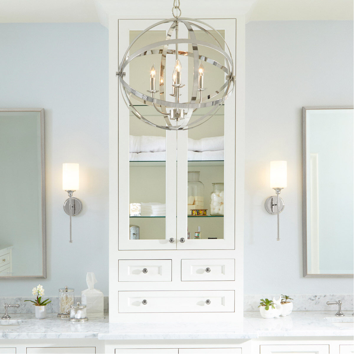 Celeste Wall Mount Wall Light in Polished Nickel, Opal