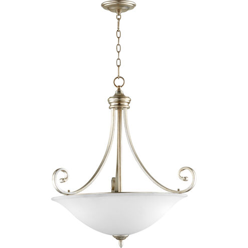 Bryant 4 Light 28 inch Aged Silver Leaf Pendant Ceiling Light, Satin Opal