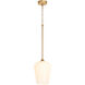 Raymond 8 inch Aged Brass Pendant Ceiling Light in Opal