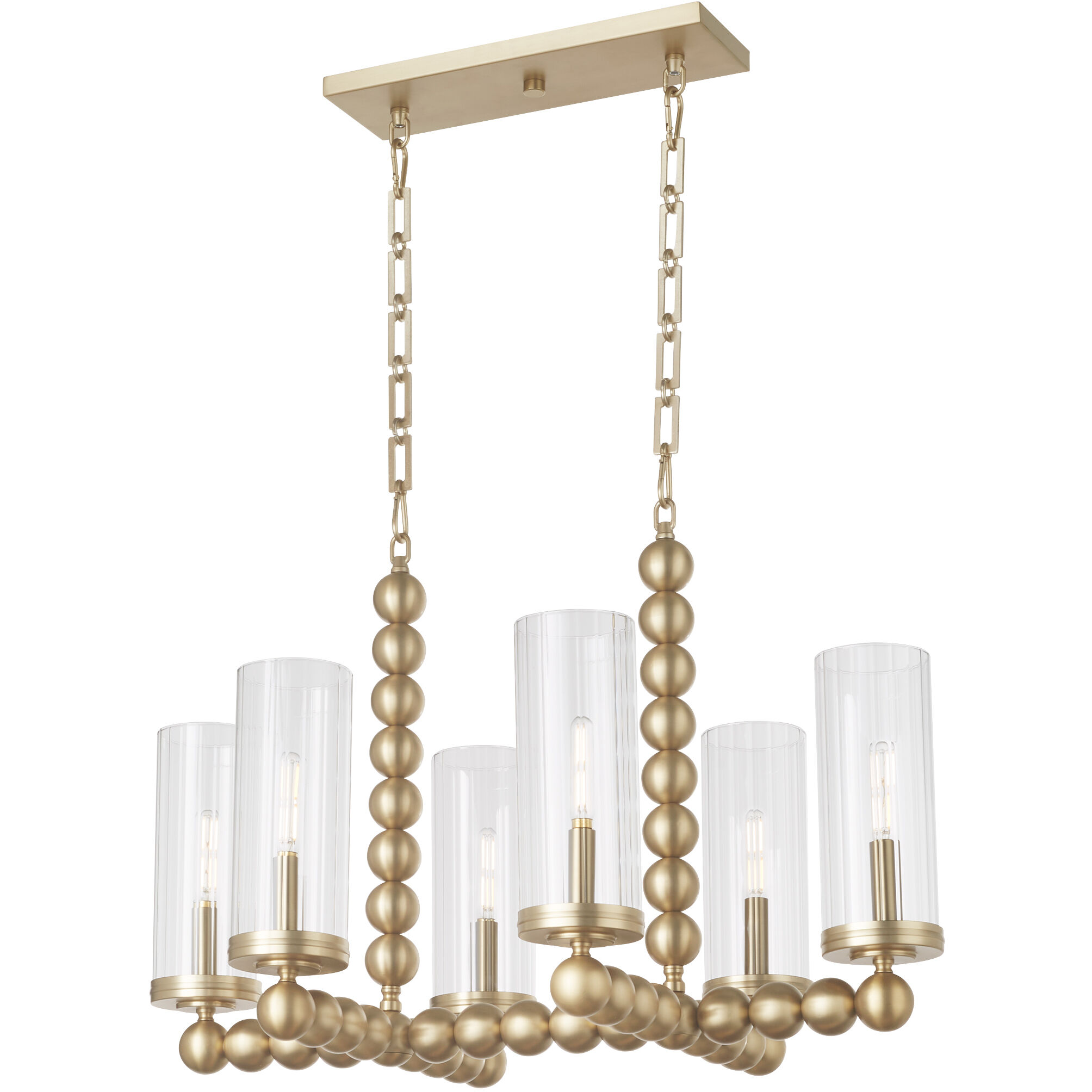 Lee Boulevard 6 Light 29.5 inch Aged Brass Linear Chandelier Ceiling Light