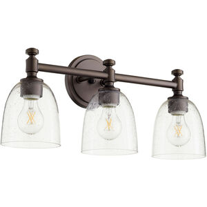 Rossington 3 Light 22 inch Oiled Bronze Vanity Light Wall Light in Clear Seeded