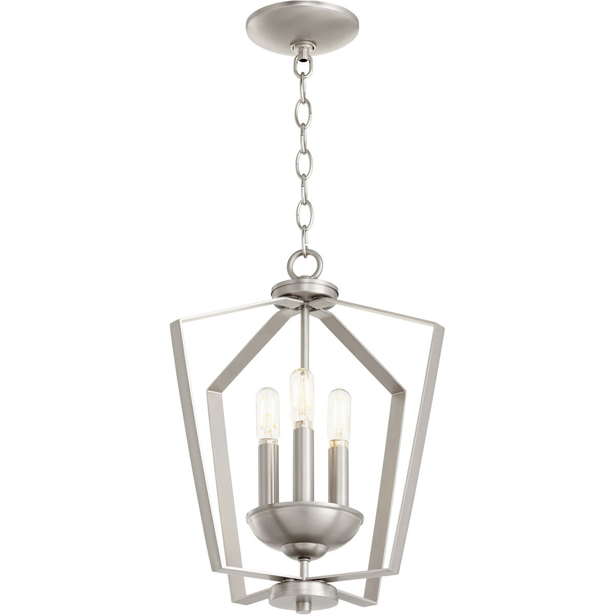 Fort Worth 3 Light 13 inch Satin Nickel Mini Chandelier Ceiling Light, Quorum Home
