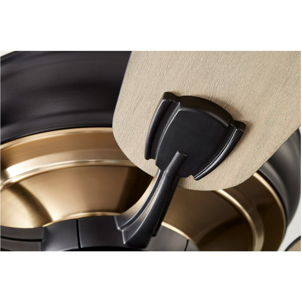 Gamble 60 inch Noir and Aged Brass with Matte Black and Weathered Gray Blades Ceiling Fan