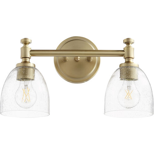 Rossington 2 Light 17 inch Aged Brass Vanity Light Wall Light in Clear Seeded