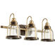 Banded Dome 3 Light 25 inch Aged Brass and Oiled Bronze Vanity Light Wall Light