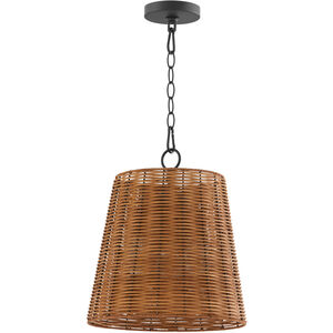 Wicker 3 Light 13 inch Matte Black Pendant Ceiling Light
