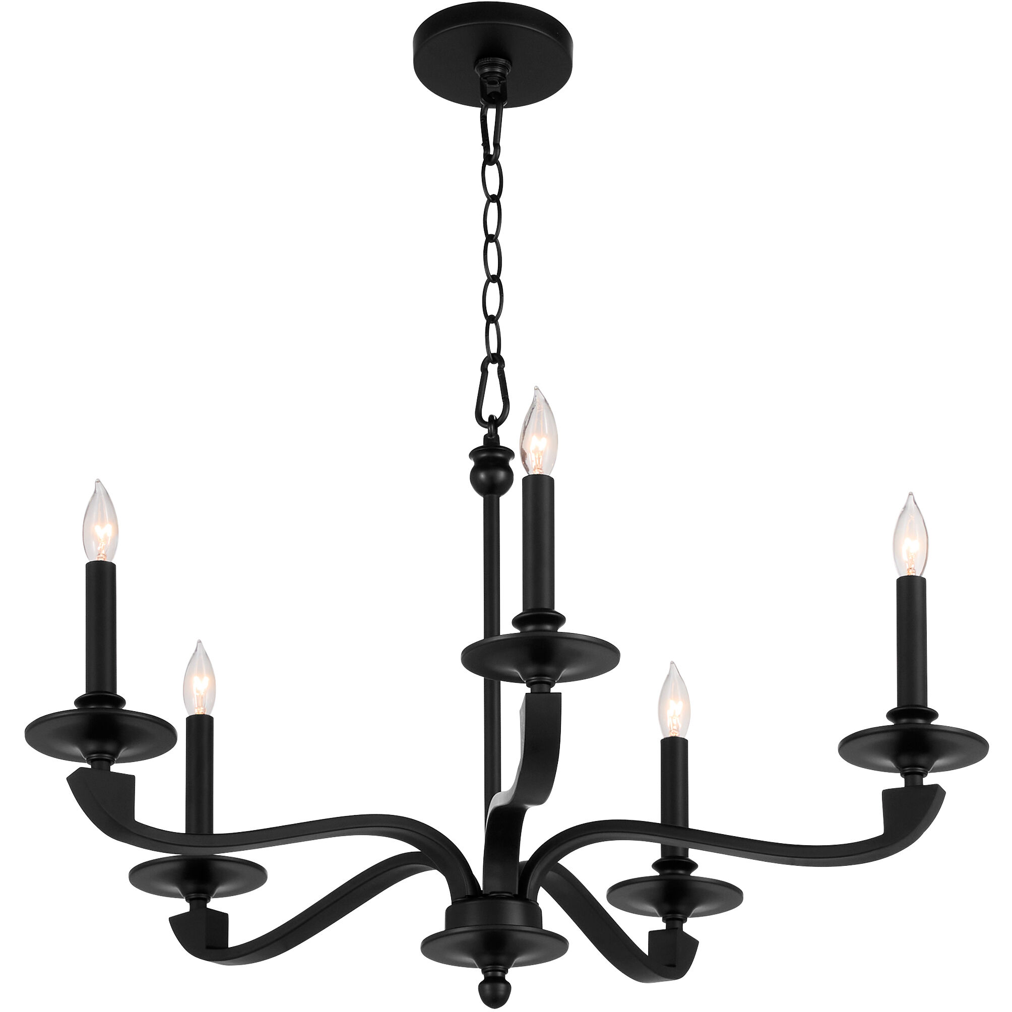 Chantelle 5 Light 28 inch Matte Black Chandelier Ceiling Light