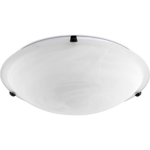 Fort Worth 4 Light 20 inch Oiled Bronze Flush Mount Ceiling Light in Faux Alabaster