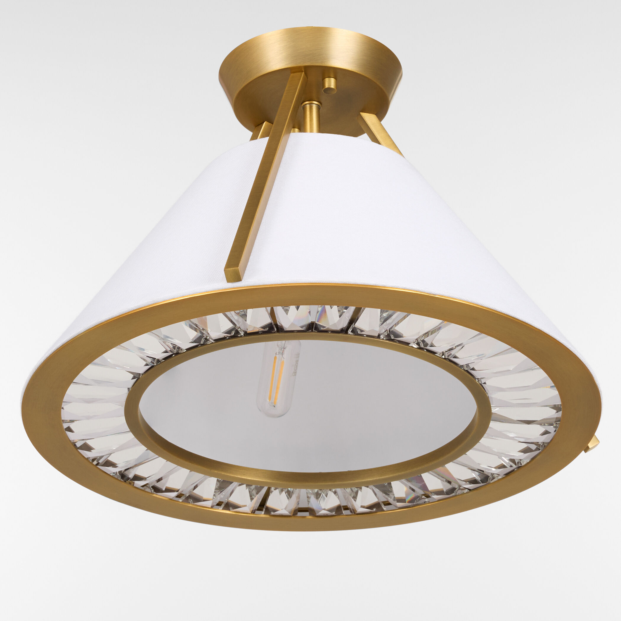 Gorham 3 Light 16 inch Brushed Brass Semi-Flush Mount Ceiling Light