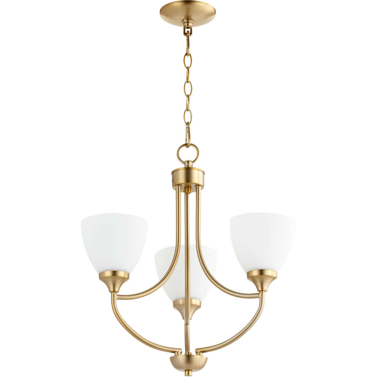 Enclave 3 Light 19 inch Aged Brass Mini Chandelier Ceiling Light in Satin Opal