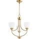 Enclave 3 Light 19 inch Aged Brass Mini Chandelier Ceiling Light in Satin Opal
