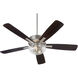 Ovation 52 inch Satin Nickel with Silver/Walnut Blades Ceiling Fan in 2 Light Clear Seeded Glass Bowl