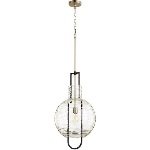 Fort Worth 1 Light 14 inch Noir and Satin Nickel Pendant Ceiling Light