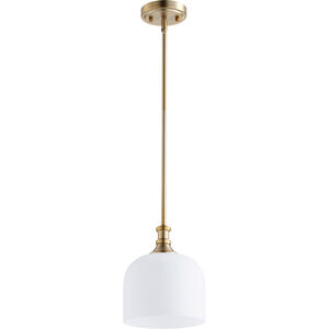 Richmond 1 Light 8 inch Aged Brass Pendant Ceiling Light in Satin Opal