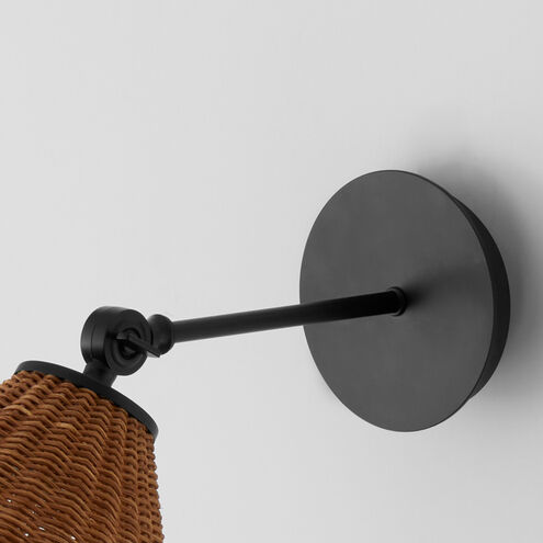 Wicker Wall Mount Wall Light in Matte Black