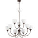 Celeste 9 Light 32 inch Oiled Bronze Chandelier Ceiling Light, Satin Opal