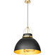 Pruitt 3 Light 21 inch Matte Black and Aged Brass Pendant Ceiling Light