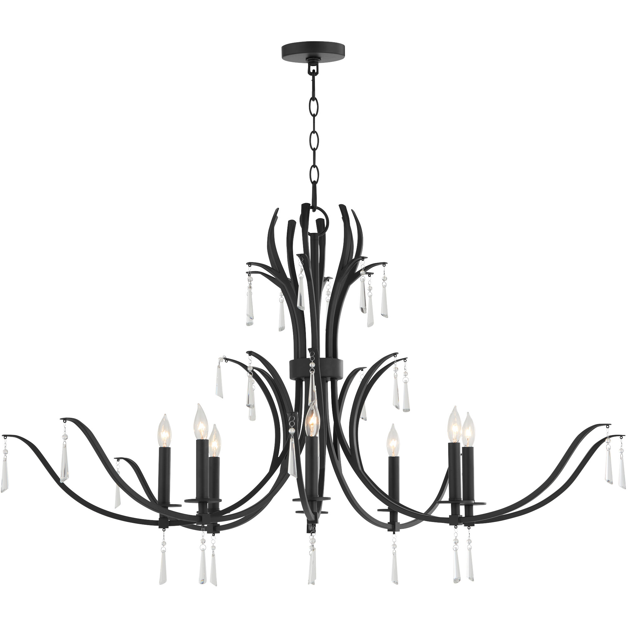 Black 8 light chandelier outlet
