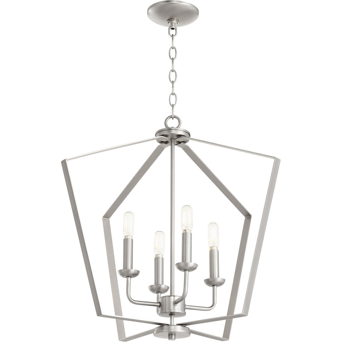 Fort Worth 4 Light 23 inch Satin Nickel Mini Chandelier Ceiling Light, Quorum Home