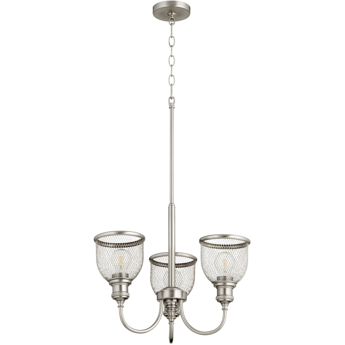 Omni 3 Light 19 inch Satin Nickel Mini Chandelier Ceiling Light, Convertible