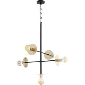 Voyager 5 Light 24 inch Noir with Aged Brass Pendant Ceiling Light