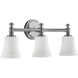 Rossington 3 Light 21.5 inch Chrome Vanity Light Wall Light in Satin Opal