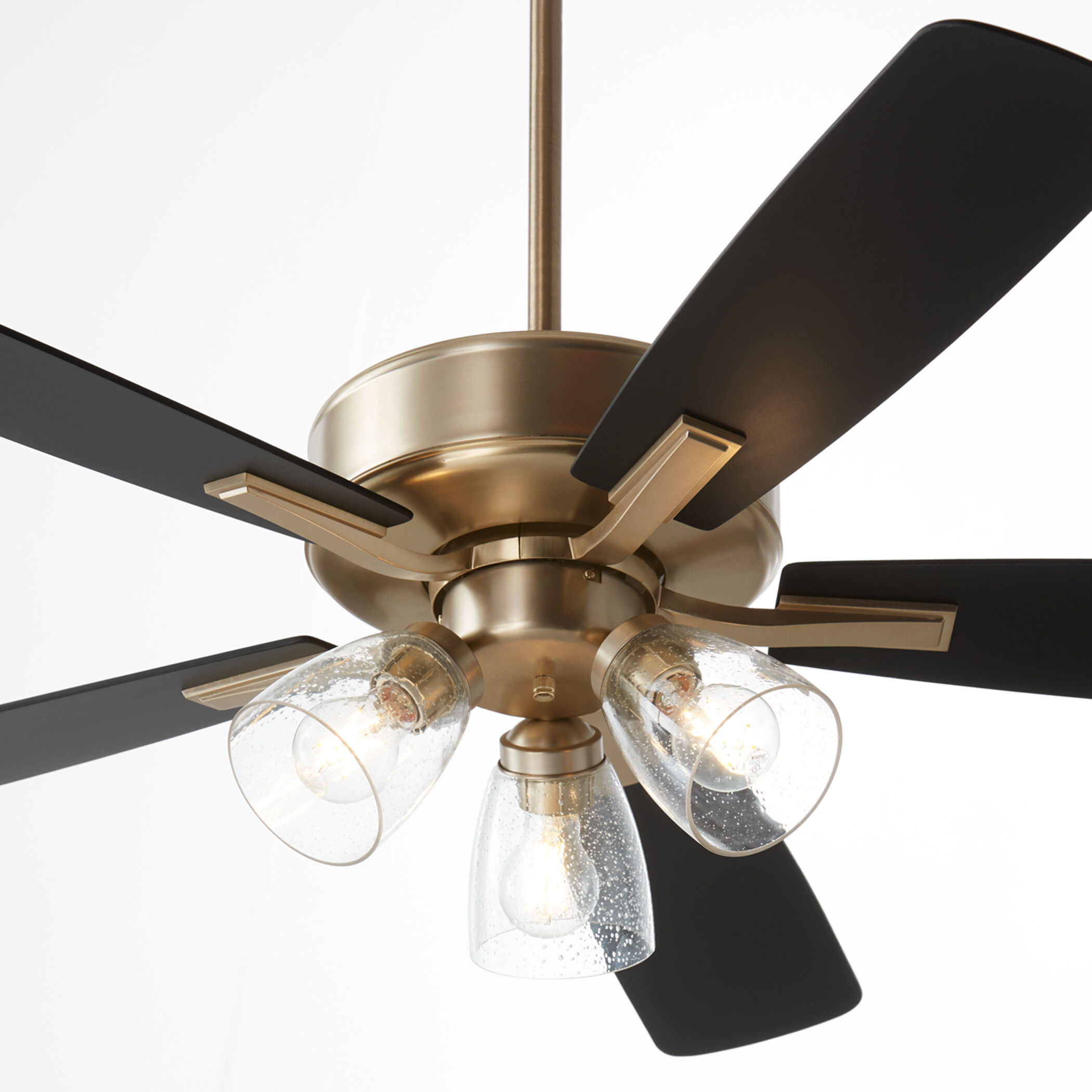 Ovation 52 inch Aged Brass with Matte Black/Walnut Blades Ceiling