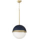 Fort Worth 1 Light 14.75 inch Blue with Aged Brass Pendant Ceiling Light