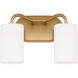 Rutherford 2 Light 13.25 inch Brushed Brass Vanity Light Wall Light