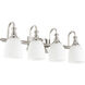 Richmond 4 Light 28 inch Polished Nickel Vanity Light Wall Light in Satin Opal