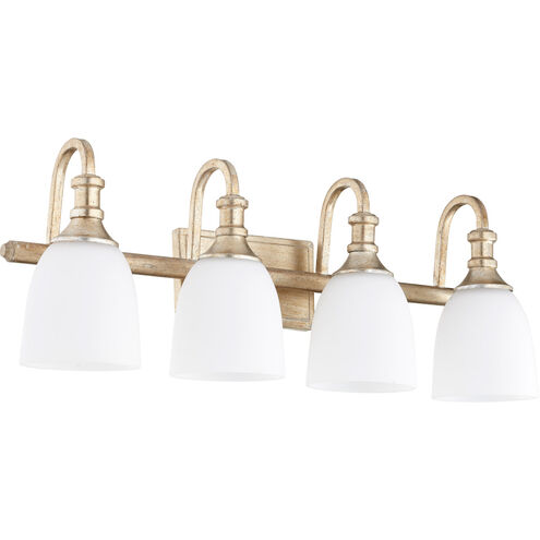 Richmond 4 Light 28 inch Aged Silver Leaf Vanity Light Wall Light in Satin Opal