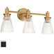 Lawton 3 Light 22 inch Matte Black Vanity Light Wall Light