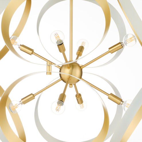 Domain 8 Light 30 inch Studio White and Aged Brass Pendant Ceiling Light