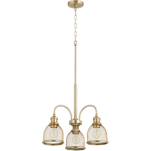Omni 3 Light 19 inch Aged Brass Mini Chandelier Ceiling Light, Convertible