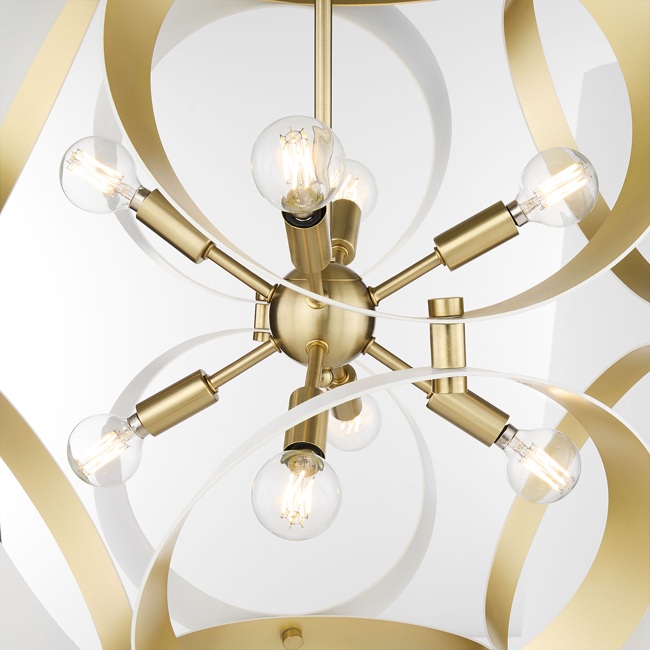 Domain 8 Light 22 inch Studio White and Aged Brass Pendant Ceiling Light
