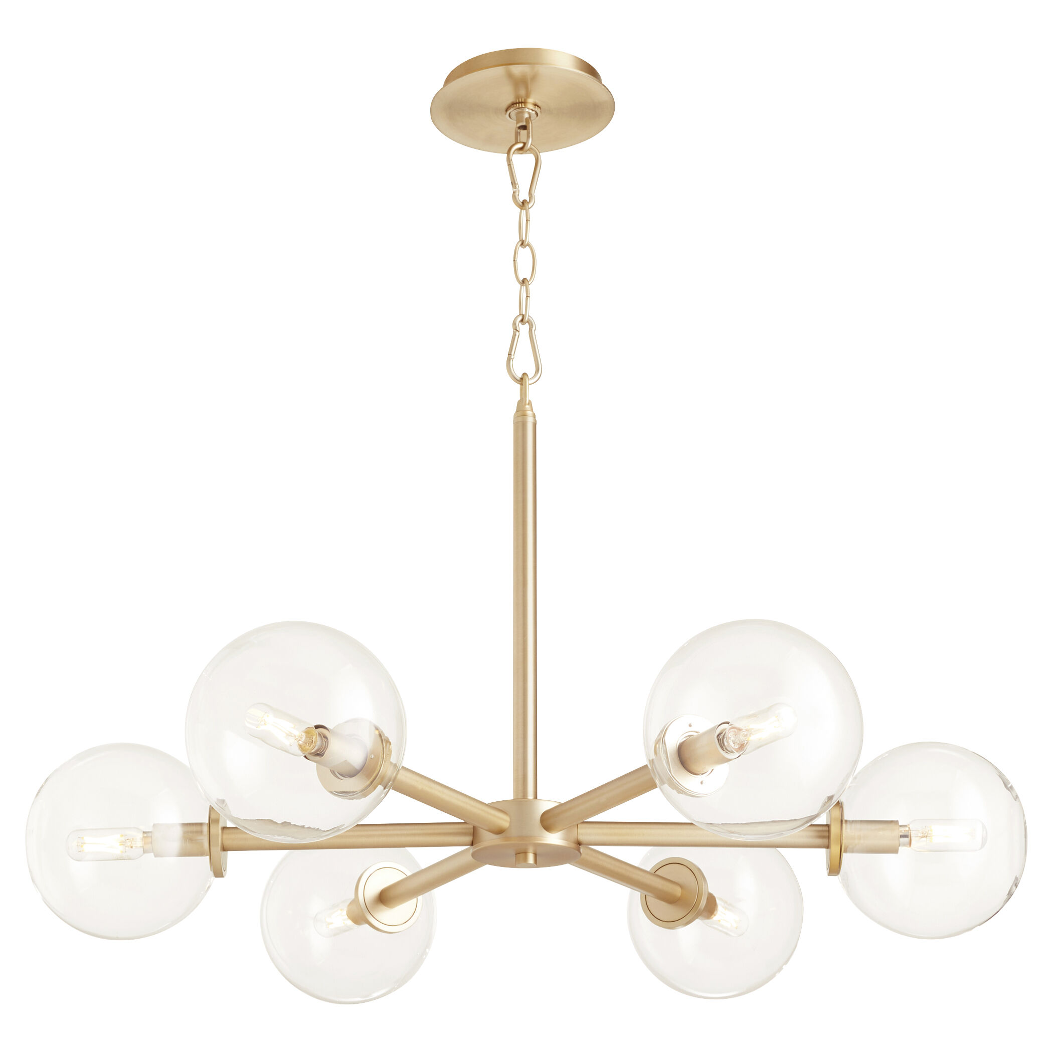 Rovi 6 Light 30 inch Aged Brass Chandelier Ceiling Light