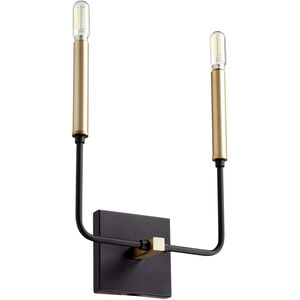 Lacy 2 Light 1 inch Noir and Aged Brass Wall Sconce Wall Light