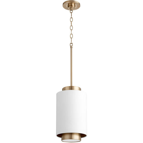 Fort Worth 1 Light 8 inch Studio White and Aged Brass Mini Pendant Ceiling Light
