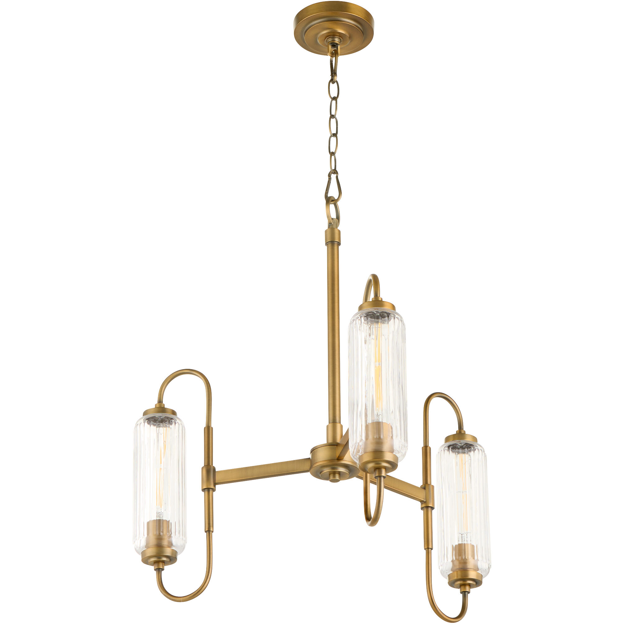 Whitmire 3 Light 24 inch Brushed Brass Chandelier Ceiling Light