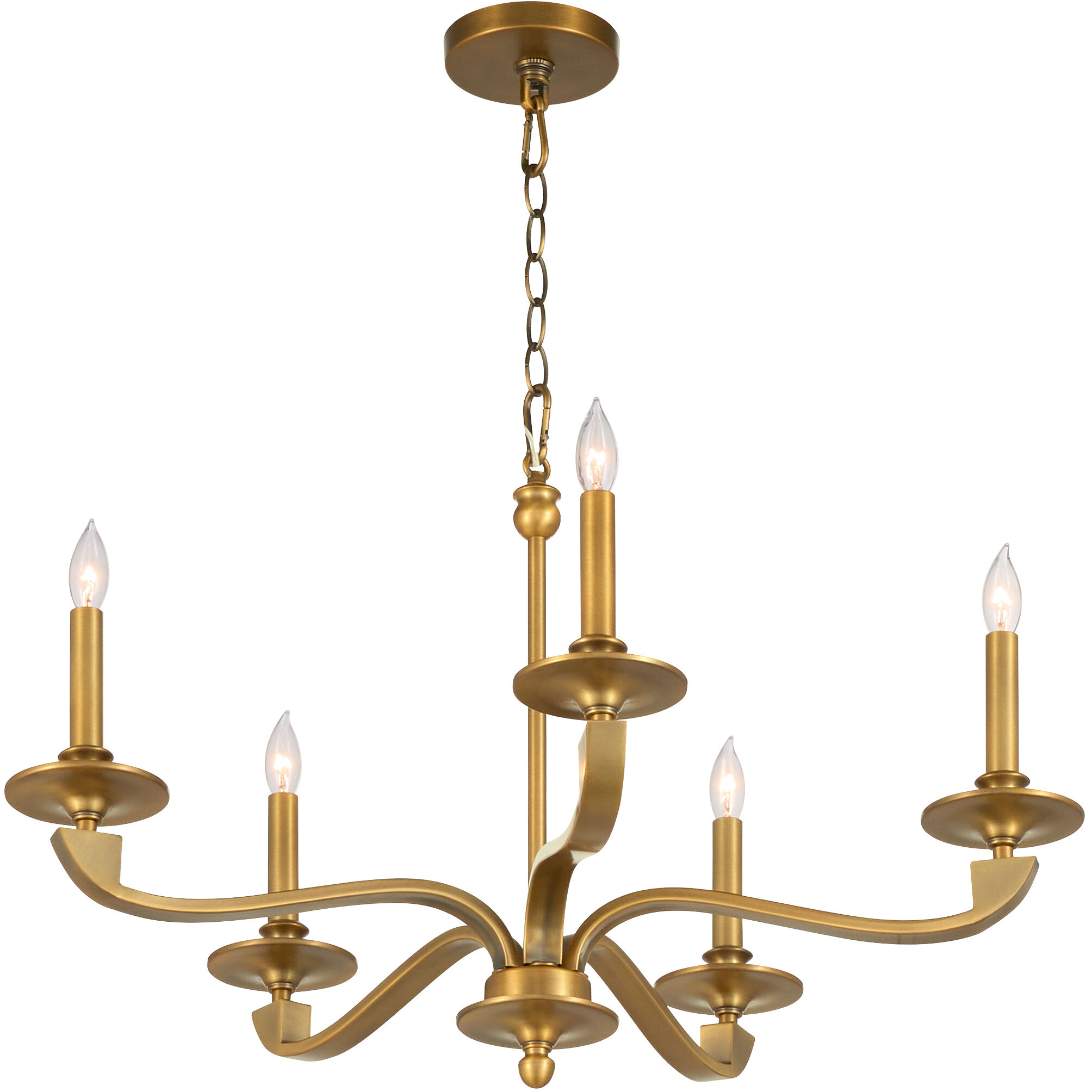Chantelle 5 Light 28 inch Brushed Brass Chandelier Ceiling Light