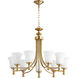 Rossington 9 Light 31 inch Aged Brass Chandelier Ceiling Light in Satin Opal