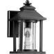Crusoe 1 Light 9 inch Noir Outdoor Wall Lantern, Clear Seeded