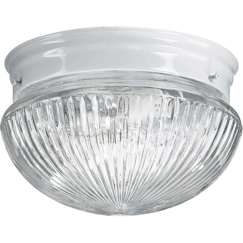 Ribbed Mushroom 2 Light 10 inch White Flush Mount Ceiling Light