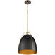 Jamie 1 Light 14.5 inch Matte Black and Aged Brass Pendant Ceiling Light