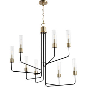 Helix 8 Light 35 inch Noir with Aged Brass Chandelier Ceiling Light
