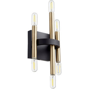 Luxe 6 Light 7 inch Noir with Aged Brass Wall Mount Wall Light