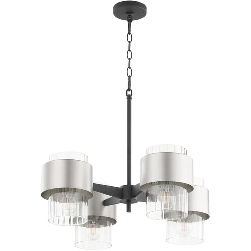 Epsilon 4 Light 25 inch Noir and Satin Nickel Chandelier Ceiling Light