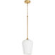 Raymond 8 inch Aged Brass Pendant Ceiling Light in Opal